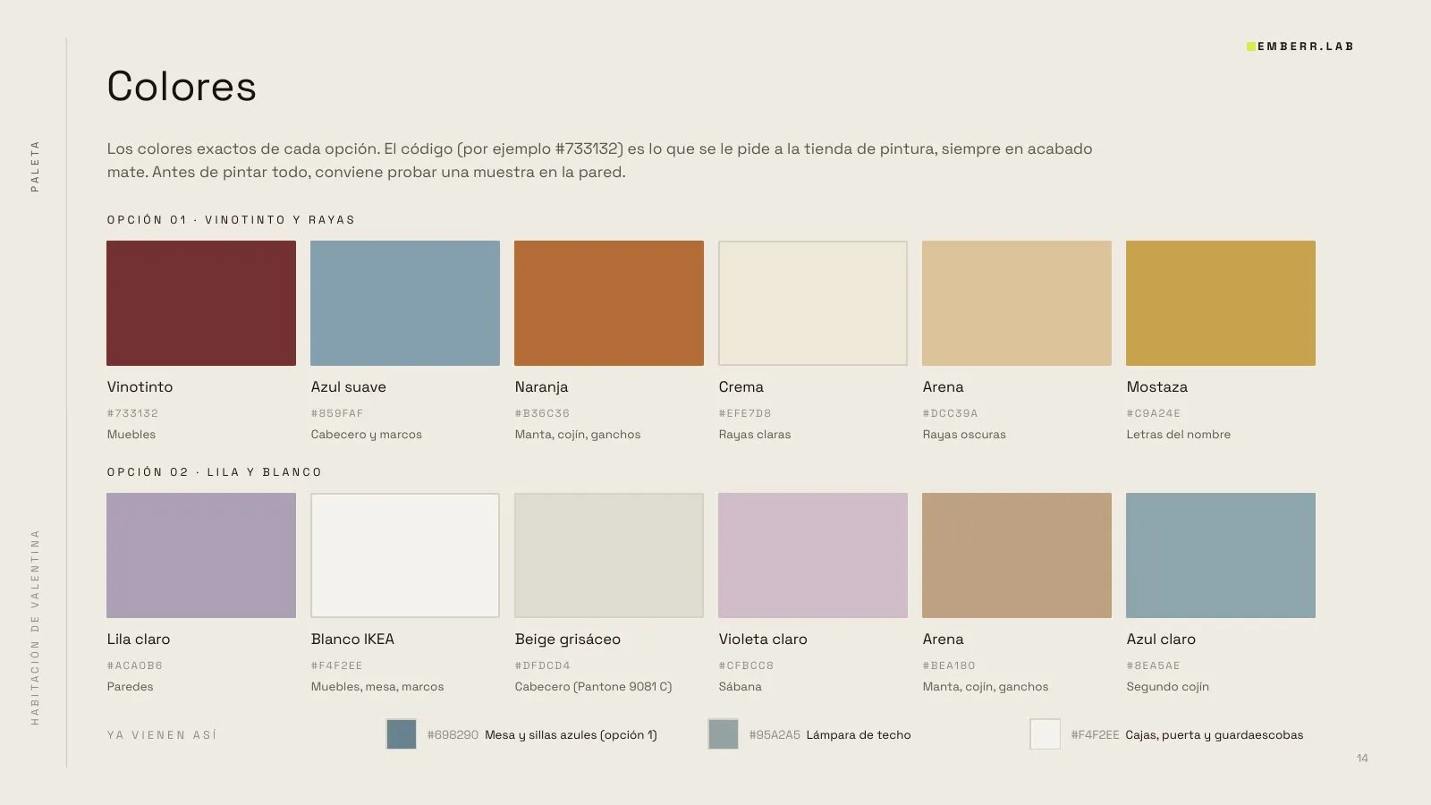Paleta de color · Habitación infantil