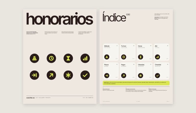 Guía de Honorarios: portada e índice